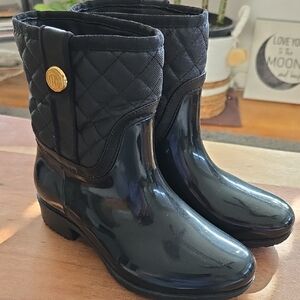 Tommy Hilfiger Black Quilted Rain Boots